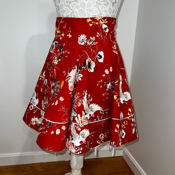 Denny Rose Red High Waisted Flower Skirt - Picture 2 of 6
